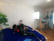 Lesbi couple girls have hitachi sex with straightjacket and latex, bdsm fetish hot 4k video 2/16