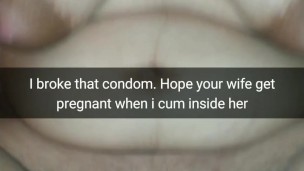 I fuck cheating wife with a broken condom! Hope she get pregnant after my crerampie!