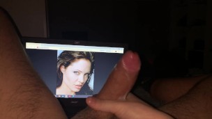 Masturbate fat cock on angelina jolie face with sperm explode