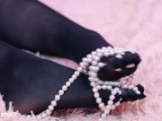 Perfect 5 finger pantyhose close up slow relaxed romantic 4k video foot fetish nylon