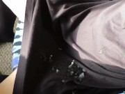 Cummybush finishes him off with a helping hand and receives messy cum drops all over her black dress 16/16