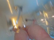 Fuck My Thick Wet Juicy Thighs in Shower! Pale Curvy Big Tits Redhead Milf Ginger Ale Thighjob Cum 15/16