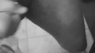 Stroking my veiny cock until I cum all over my mirror