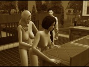 Vintage video. Group sex in a cafe. Group Orgies | Porno Game 3d