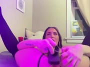 white tight slut facetimes you to show her big black dildo (JOI) 14/16