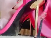 Annabel’s slutty pink heels - nylon feet  6/16