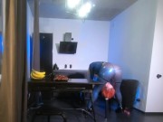 Lesbian strapon suck in latex rubber, curvy Mistress playing with her toy girl, ass worship fetish 13/16