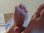 First recorded footjob, cumshot on feet 8/16