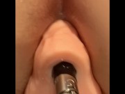 Fucking machine double penetration while restrained 9/16