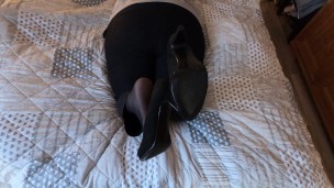 nylon shoeplay black nylons