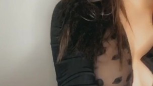 Black lace & a sheer sweater 