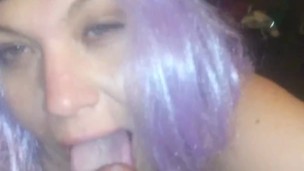 Purple kink dress up blowjob . Lick and stick fun