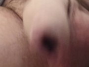 Peeing in the toilet close-up.