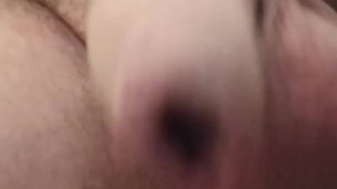 Peeing in the toilet close-up.