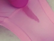 Cute teen's wet pussy squirting multiple orgasms through pink panties! 10/16