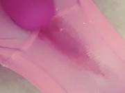 Cute teen's wet pussy squirting multiple orgasms through pink panties! 13/16