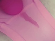 Cute teen's wet pussy squirting multiple orgasms through pink panties! 8/16