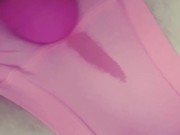 Cute teen's wet pussy squirting multiple orgasms through pink panties! 9/16
