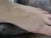 GRANNYLOVESBLACK - Grandma Strokes Lubed Cock With Feet 16/16