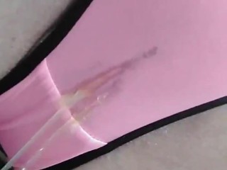 Pink panties,golden shower