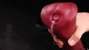 Masturbating huge shaped dildo