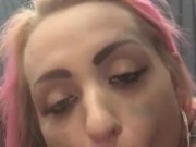 Hot tattoo girl strip tease dildo pussy fuck 14/16