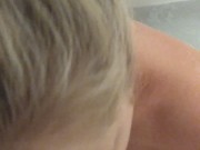 pale blonde milf sucks my cock while taking a bath 13/16