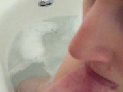 pale blonde milf sucks my cock while taking a bath 14/16