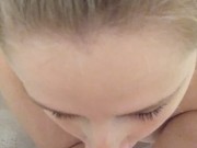 pale blonde milf sucks my cock while taking a bath 4/16