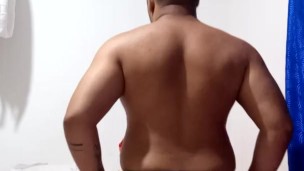 Big ass male plays with his nice ass