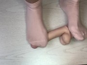 Trampling dick and balls with pretty socks 