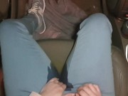 ⭐ POV Car Wetting. Cute girl cant hold it and wets herself in the seat! 9/16
