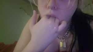 Submissive Slut Fucks Mouth Messy with Fingers