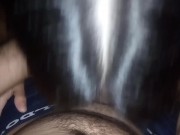 Masturbo y trago todo el semen de mi amigo, luego se corre en mis tetas 12/16