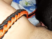 The mistress plays with her on a leash and fucks her in the mouth 5/16