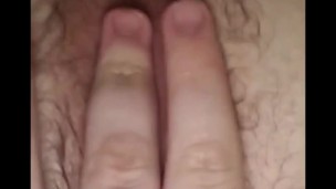 19 year old playing with his hairy hole for the first time