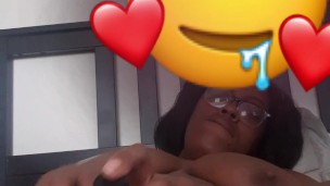 Pretty young ebony milf masturbates with vibrating dildo until pussy creams 