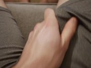 Guy Jerking Off Cum Through Underwear