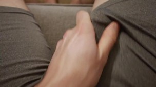 Guy Jerking Off Cum Through Underwear
