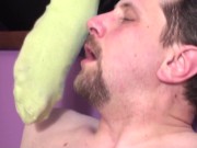 blond model want him sniff her green socks 8/16