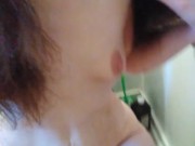 Skinny Crazy White Girl Bathroom Toilet HAIRY Armpits Slutty Pussy PEES A LITTLE BIT ONLY small piss 3/16