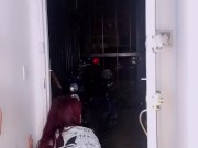 Fucking whit open door exhib cars around 9/16