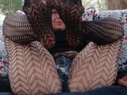 Smokes a cigarette and teases with fishnets and daisy dukes outside 12/16