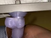 CREAMY FAT pussy dripping while fucking dildo