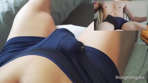 Christening new briefs - playing with the bulge, cum in underwear handsfree (Handheld)