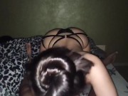 Blowjob on my new leather straps 
