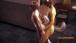 Furry Yaoi - Dog Fucked Standing from Fox with cum inside