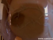 Showing off my nude body against a glass panel 2/16