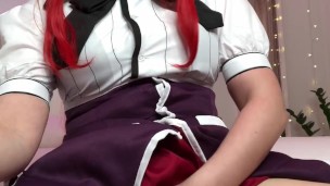Rias Gremory from Highschool DxD stretches her pussy