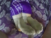 Footjob to Cumshot on Dress & Stockings